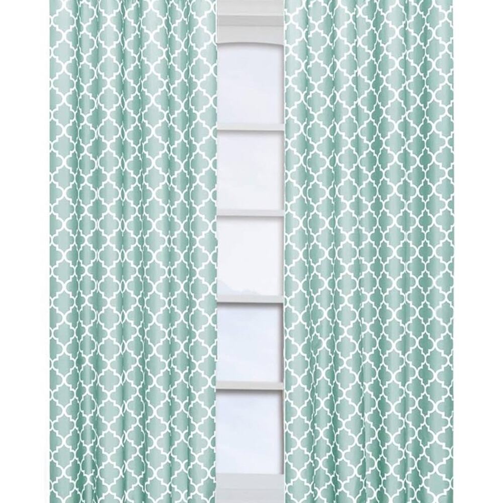 Elegant Teal Patterned Curtains 52x63
